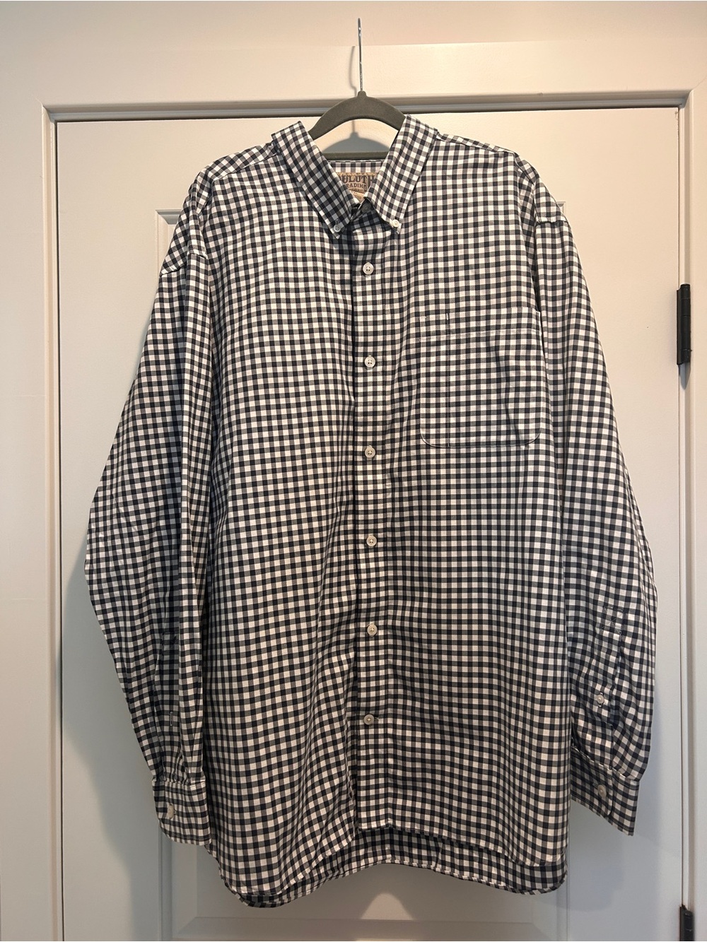 Men’s Duluth Trading Co Blue & White Gingham Button-Up Shirt